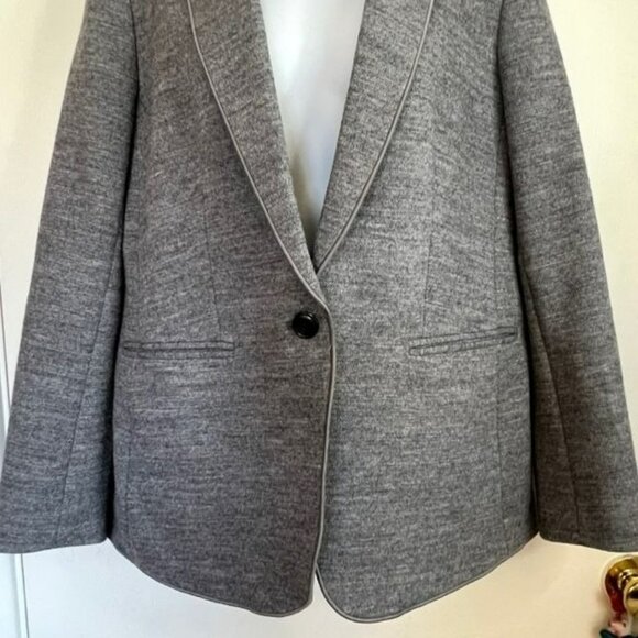 ANN TAYLOR SIZE 12 GRAY WOOL BLEND HUTTON BLAZER - Picture 4 of 11